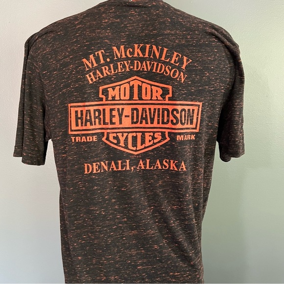 Harley Davidson Motorcycle HD Marbled Black and Orange Lightweight Shirt XL - Picture 5 of 10